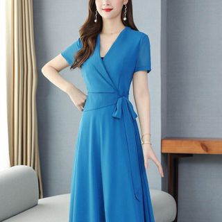 ĐẦM XOÈ ĐẮP EO THẮT NƠ 1 BÊN - xưởng may đô thành, giá tốt, giá sỉ, xưởng may giá sỉ, xưởng may giá gốc