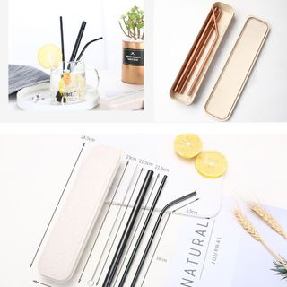 Bộ 5 Món Ông Hút Và Bàn Chải Kèm Hộp Lúa Mạch