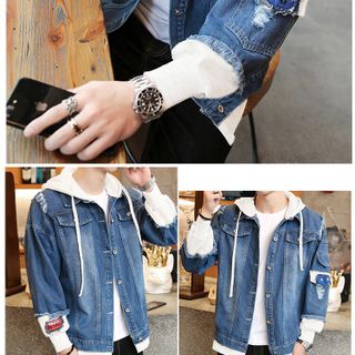 Áo khoác Jean Nam Nữ Unisex Chollima màu Trắng có mủ