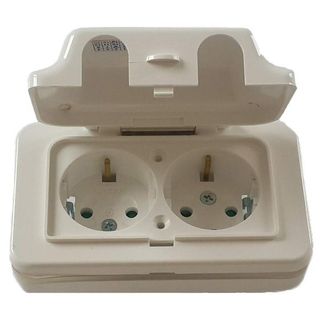 Ổ CẮM ĐIỆN 2 LỖ ÂM TƯỜNG CÓ NẮP ĐẬY -2219 (LOẠI NGANG)