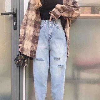 Quần Jean Nữ Dài Ống Rộng Ống Bó