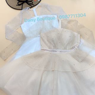 Đầm công chúa phối lưới đính hạt
