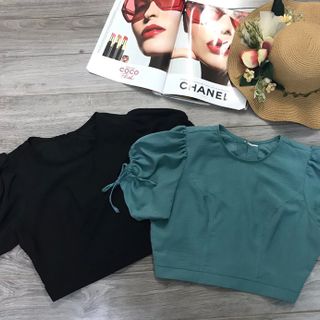 Áo croptop tay rút nơ