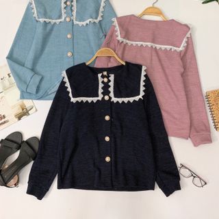 Áo kiểu cổ viền ren
