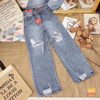 Quần Jean Nữ Dài Ống Rộng Va Ống Bó