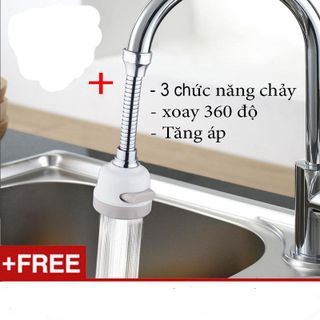 Vòi nước dài tăng áp xoay 360 độ 2 chế độ chảy + tặng kèm đầu nối vòi nước đa năng (loại tốt) giá sỉ