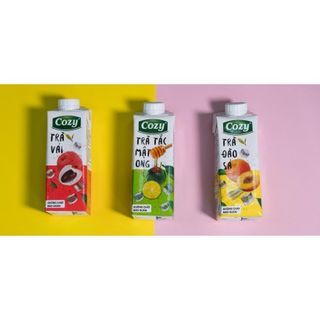 Trà hoa quả Cozy thùng 24 hộp 225ml trà vải, trà tắc mật ong, trà đào sả giá sỉ