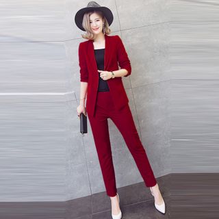 Bộ Vest Đỏ Đô Công Sở Thời Thượng Kèm Áo Thun Hai Dây