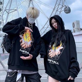 Áo hoodie nỉ in bàn tay lửa FIRGALL sale hè