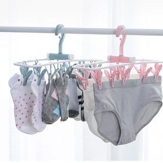 Móc Trùm Phơi Đồ Lót, Tất Vớ, Đồ Trẻ Em Nhựa, 12 Móc, Xoay 360 độ