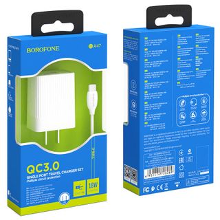 Bộ cóc cáp sạc nhanh QC3.0 BA47 Borofone cổng Type-C (US)