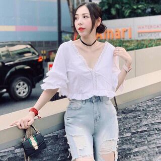 Áo kiểu. Chất voan dày. Size dứoi 50kg