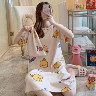 Váy ngủ cotton có túi đựng