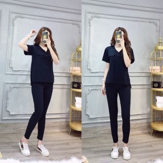 BỘ THUN Dài TIM CAO CẤP Freesize dưới 57kg. Chất thun cotton đẹp lắm ạ! Form siêu chuẩn! ẢNH CHỤP THẬT. NO . HÀNG ĐÚNG TEM MÁC ẢNH MẪU