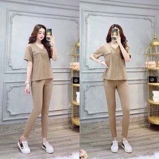 BỘ THUN Dài TIM CAO CẤP Freesize dưới 57kg. Chất thun cotton đẹp lắm ạ! Form siêu chuẩn! ẢNH CHỤP THẬT. NO . HÀNG ĐÚNG TEM MÁC ẢNH MẪU