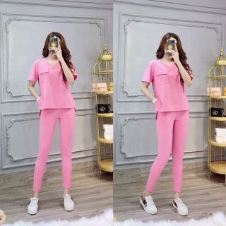 BỘ THUN Dài TIM CAO CẤP Freesize dưới 57kg. Chất thun cotton đẹp lắm ạ! Form siêu chuẩn! ẢNH CHỤP THẬT. NO . HÀNG ĐÚNG TEM MÁC ẢNH MẪU
