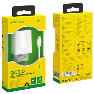 Bộ Cóc Cáp Sạc Nhanh QC3.0 BA47A Borofone Cổng Micro-USB EU