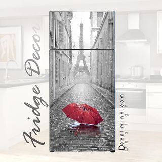 Decal trang trang trí tủ lạnh Ô đỏ