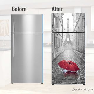 Decal trang trang trí tủ lạnh Ô đỏ