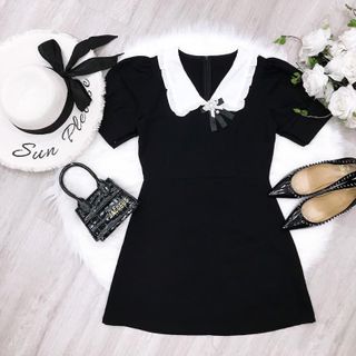 Đầm suông cổ bèo tag nơ