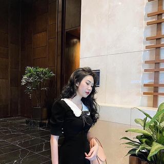 Đầm suông cổ bèo tag nơ