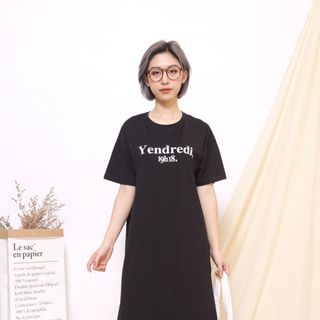 Đầm Maxi cotton suông in chữ xịn xò
