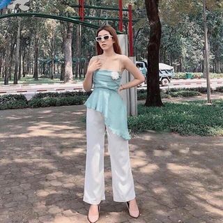Set áo nhúng vạy chéo - quần suông
