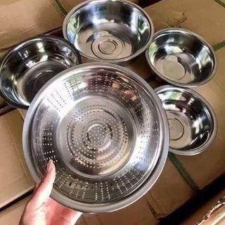 Sét 5 chậu kèm rổ inox