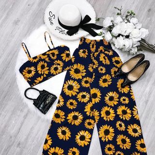Set hoa áo dây nơ - quân suông