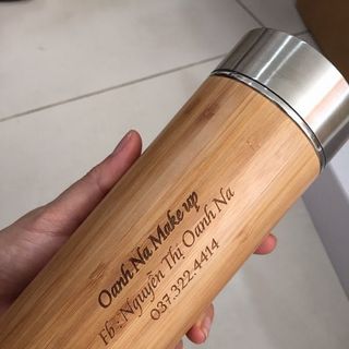 Bình Giữ Nhiệt Gỗ in khắc logo làm quà tặng