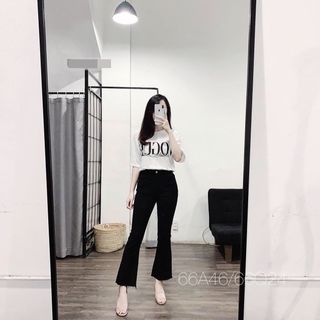 Quần loe đen tua rua gấu