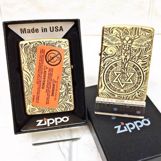 Bật Lửa ZIPPO Mỹ, Bật Lửa ZIPPO USA - Đồng Khắc 5 Mặt Thiên Thần Xài Xăng Có Tem Đỏ