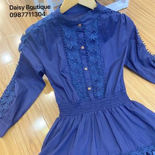 Đầm TD viền ren cổ trụ