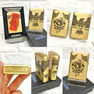Bật Lửa ZIPPO Mỹ, Bật Lửa ZIPPO USA - Đồng Khắc 5 Mặt Hình Đại Bàng 1932 Xài Xăng Có Tem Đỏ