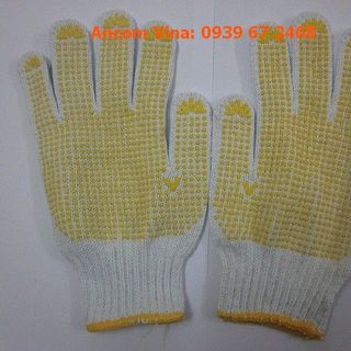 GĂNG TAY PHỦ HẠT NHỰA MÀU VÀNG