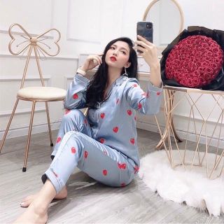 Bộ ngủ lụa tơ tằm cao cấp tay dài quần dài siêu xinh