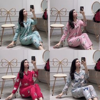 Bộ pijama kate thái áo dài quần dài