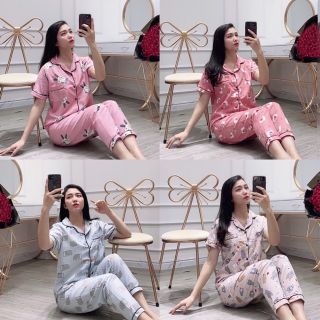 Set pijama kate thái áo ngắn quần dài