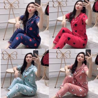 Set pijama kate thái áo ngắn quần dài