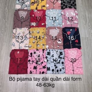 Bộ pijama kate thái áo dài quần dài