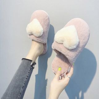 [HÓT] Dép Lông Đi Trong Nhà Bít Mũi Tim Đế Chống Trơn Trượt