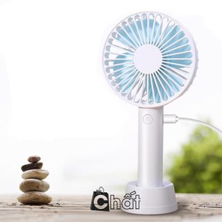 Quạt mini tích điện cầm tay có đế 3 tốc độ