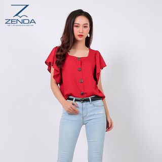 Áo sơ mi cổ vuông tay cánh tiên