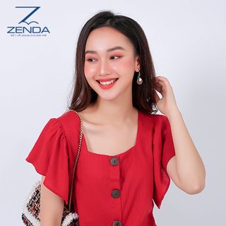 Áo sơ mi cổ vuông tay cánh tiên