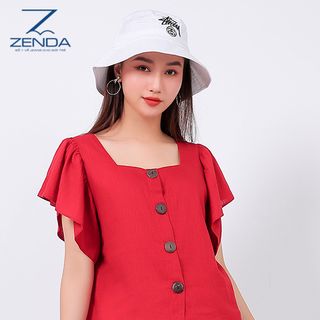 Áo sơ mi cổ vuông tay cánh tiên