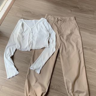 Set quần kaki áo nút crop giá sỉ