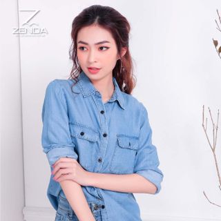 Sơ mi nữ dài tay 2 túi ốp