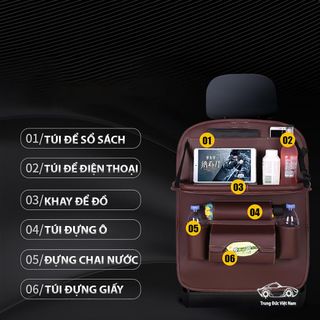 TÚI DA TREO ĐỒ SAU GHẾ Ô TÔ XE HƠI MÀU ĐEN/NÂU/KEM