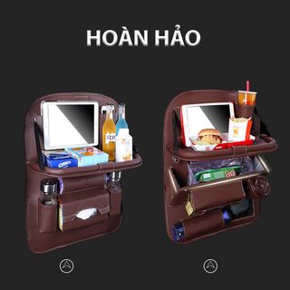 TÚI DA TREO ĐỒ SAU GHẾ Ô TÔ XE HƠI MÀU ĐEN/NÂU/KEM