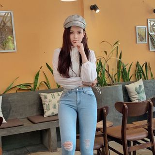 Quần Jeans skinny rách gối